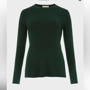Hobbs Loretta Green Ribbed Sweater